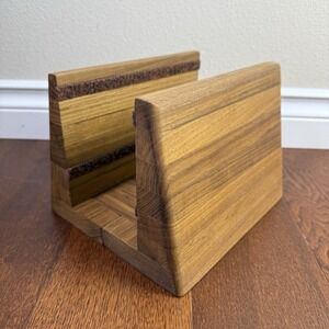 Vintage Kalmar Teakwood Expanding Record Holder Vinyl Storage Media Organizer